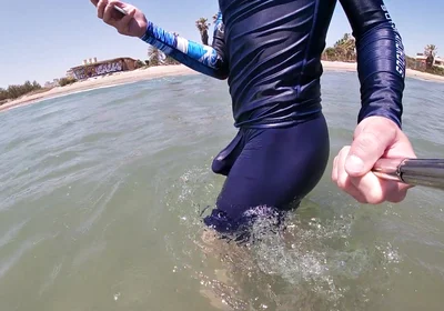 Surfer Gets Erect in His Lycra for the Pleasure of the People