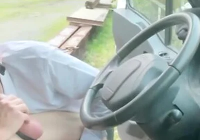 Masked Cock Sucker In Suit Blows My Big Dick In My Truck With The Door Wide Open