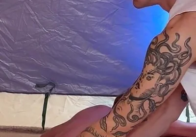 Forest Tent: Quietly Sucked a Friend's Cock - Woke up and Fucked Hard in Return