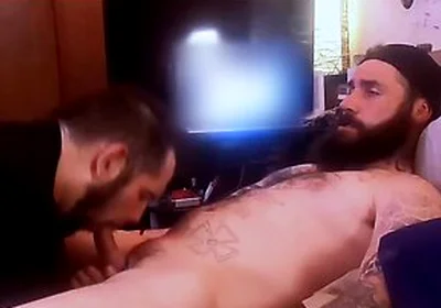 Tattooed Straight Guy Gets Sloppy Blowjob From Cum Hungry Fag