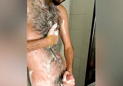 146-a Brazilian Latino Hairy Otter Jerks Off In The Shower