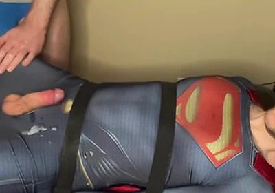Tied Superman Cumshot Twink