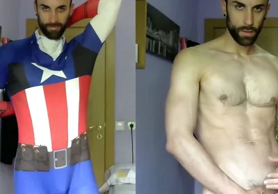 Captain America Jerking off and Cumming