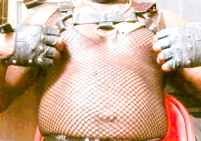 Fishnet Bodysuit & Leather Harness Titplay BBC Verbal Heavy Cum Scenes