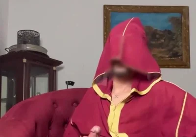 Arab Man with Jellaba Playing with His Muslim Huge Cock