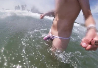 I Have a Sexy Cock and I Think People Must Know so I Wear a See Through Thong in a Public Beach