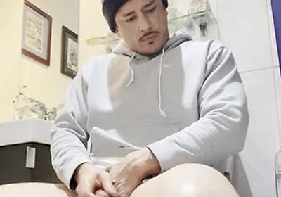 Stepdaddy In Gray Hoodie Jerkin Off