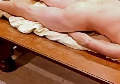 Hump Masturbation with Undressing on a Show Stage