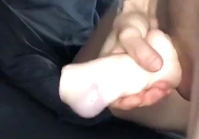 Jerking off with a Flashlight and Big Cumshot