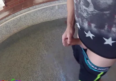 Masturbate with a Thick Foreskin Penis, Tread Water and Squirt Hot Sperm Onto a Towel