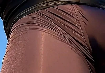 Fitness Instructor in Tight Spandex Gets Erect While Stretching (precum)