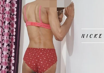 Skinny Sissy Enjoying in Bra and Pantie