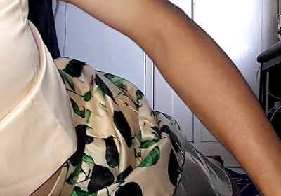 Cum Wearing Satin Set of Tank Top and Skirt