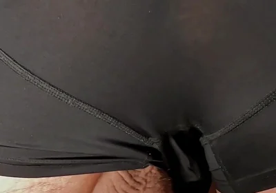 Bent Over Bear Boxer Tease, Cock and Balls Out