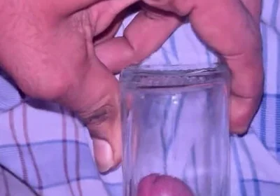 Indian Boy Mastrubate with Glass Jar
