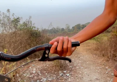 Nude Desi Boy Riding a Bicycle in the Open Outdoors.