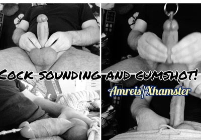 Cock Sounding. Powerful Orgasm and Sperm on the Balls.