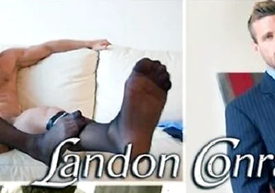 Hunk Landon Conrad Strokes His Cock While Stripping Off His Clothes