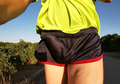 Tight Shiny Sport Shorts Bulging Routine (freeballing Outdoors)