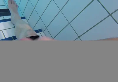 Underwater Close-up: Fat Guy Extensive Masturbates His Thick Foreskin Cock in a Public Swimming Pool