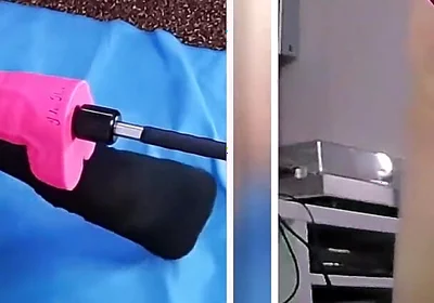 Fabulous Fucking Machine Anal Dildo Fucking in Chastity Cage