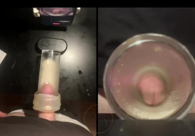 Pissing in a Fleshlight Helped by a Friend POV