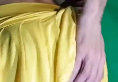 Pale Yellow Thong Under Yellow Skirt