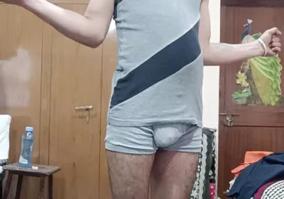 Indian Man Show Excercise in Underwear