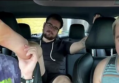 Car Ride Turns Into A Foot Licking And Worshipping