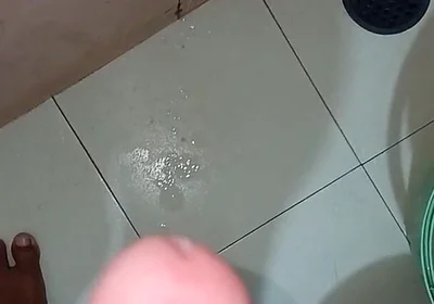 Solo Cock Cummshot Mastrubation in Bathroom