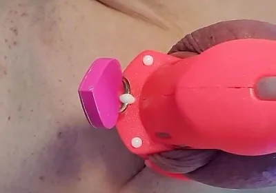 Anal Dildo Fucking and Squirting While Locked in Chastity