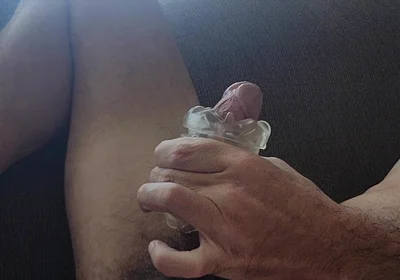 Vibrator in Ass While Jacking off with Dick Toy