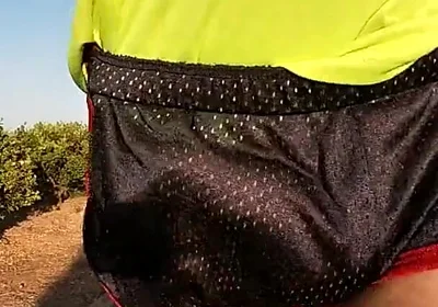 Tight Shiny Sport Shorts Bulging Routine (freeballing Outdoors)