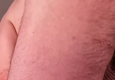 Bear Morning Stretch From Behind to Expose Big Balls, Cock and Asshole