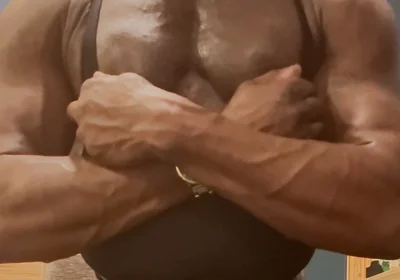 Black Muscle CD Heeled Slut Boots Prostate Wank