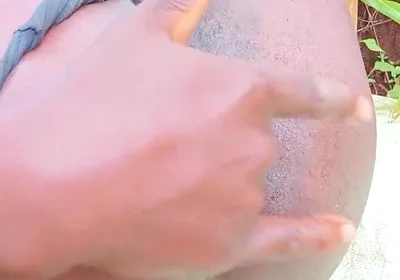 Horny African Bottom Asshole Fingering Outdoors