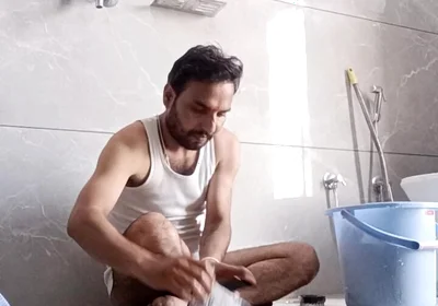 Indian Hot Man Enjoy Shower and Masterbation