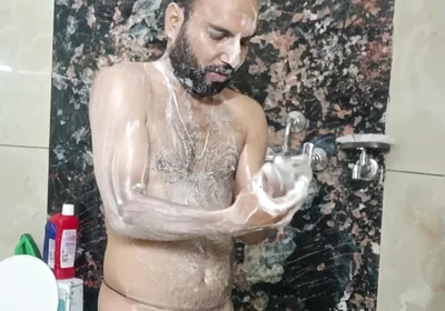 Desi Police Officer Having Shower