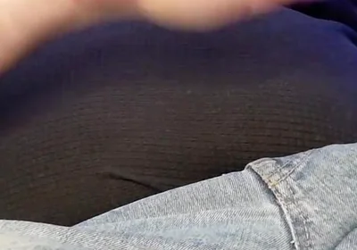 Hard Uncut Cock Stroking Though Blue Jeans