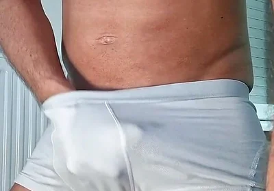 I Masturbate in My White Boxers and Take Out My Big Cock