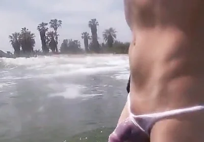 I Have a Sexy Cock and I Think People Must Know so I Wear a See Through Thong in a Public Beach