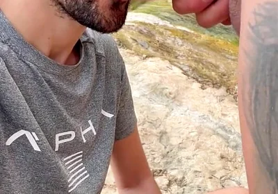 Hot Stepdaddy Sucking Massive Cock Outdoors