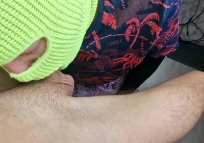 A Man in a Skirt Sucks My Huge Dick, Eat My Cum Man!