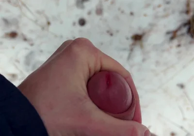 Handy POV - Twink Wixt His Cock in the Forest - in Winter