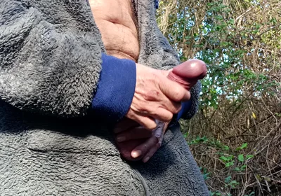 Outdoor Cruising Big Uncut Cock Woodland Onesie Wanking, Edging, Close up Moaning Creamy Cum