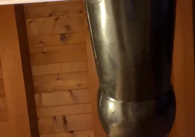 Grandpa Fucks Himself with His Black BDSM Dildo