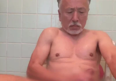 Anal masturbation in the bathroom