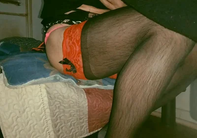 Pretty Little Ass Beauty Sissy Doing Anal Anf Gape Dildo with Chains and a Jewel Padlock on the Thong