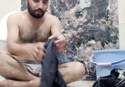Indian Desi Man Enjoy Shower and Home Duty