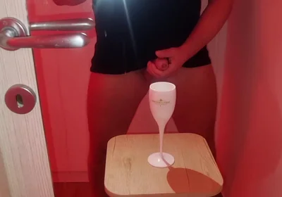 Cum Tasting Mot & Chandon - and a Goblet of Cum to Drink Poured by a Nice Italian Cock